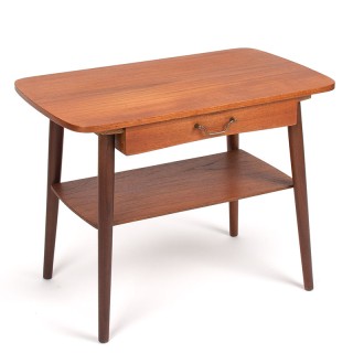 Danish vintage teak side table with small drawer