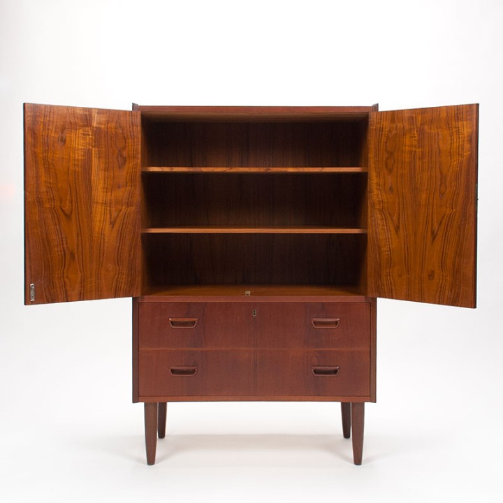 Teakhouten Deense Moderne Mid-Century vintage kast