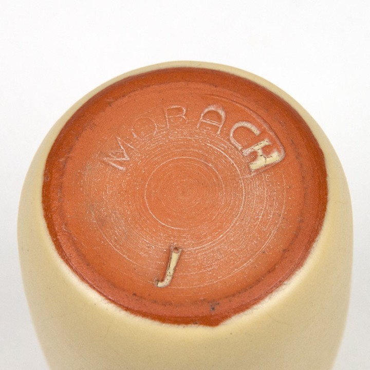 Yellow small vintage ceramic vase by Mobach Utrecht