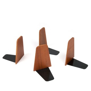 Set of 4 large vintage teak bookends