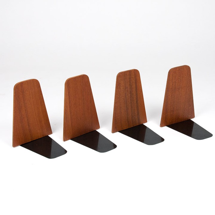 Set of 4 large vintage teak bookends