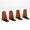 Set of 4 large vintage teak bookends