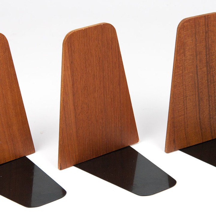 Set of 4 large vintage teak bookends