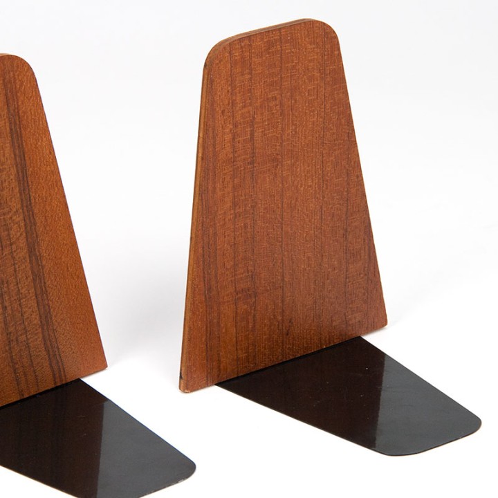 Set van 4 grote vintage boekensteunen in teak