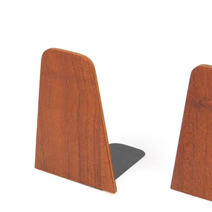 Set of 4 large vintage teak bookends