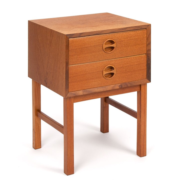 Danish vintage bedside table with 2 small drawers