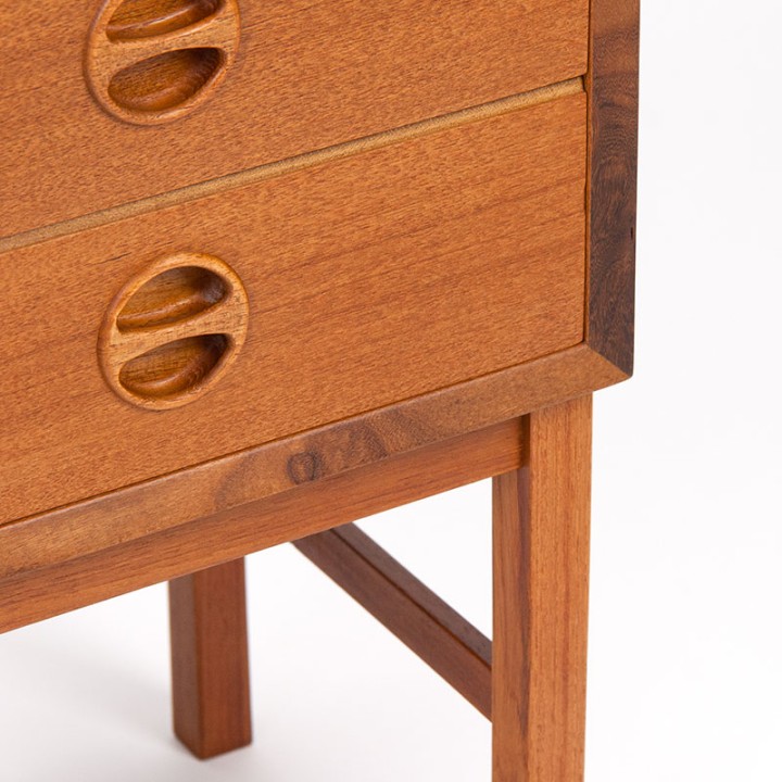 Danish vintage bedside table with 2 small drawers
