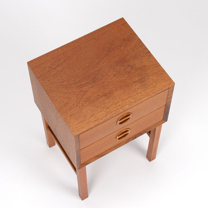 Danish vintage bedside table with 2 small drawers