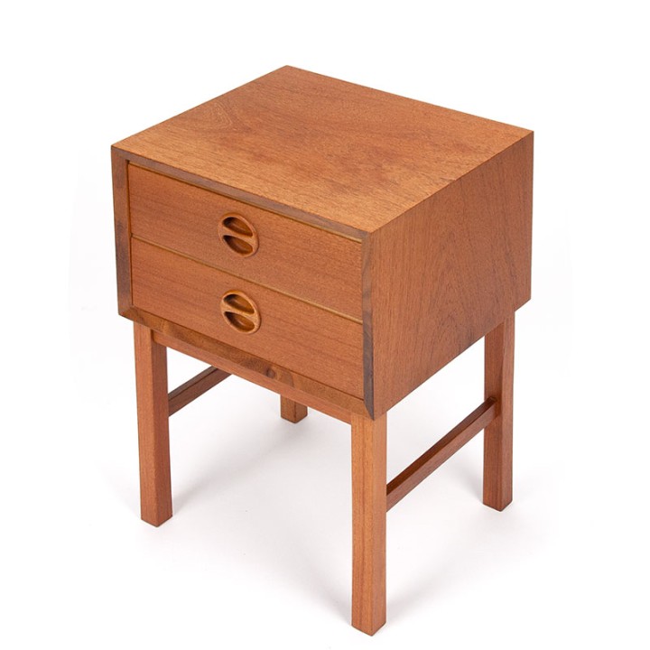 Danish vintage bedside table with 2 small drawers