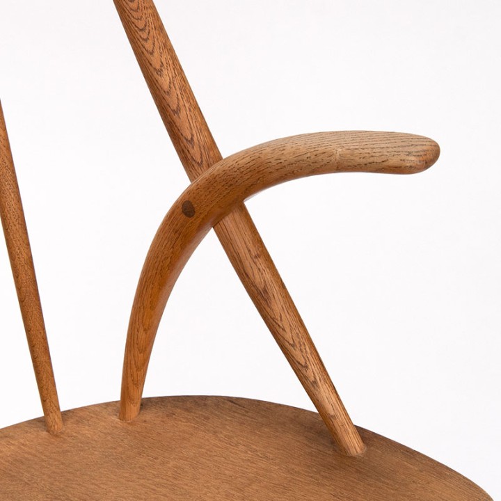 Illum Wikkelsø Mid-Century eiken schommelstoel model IW3