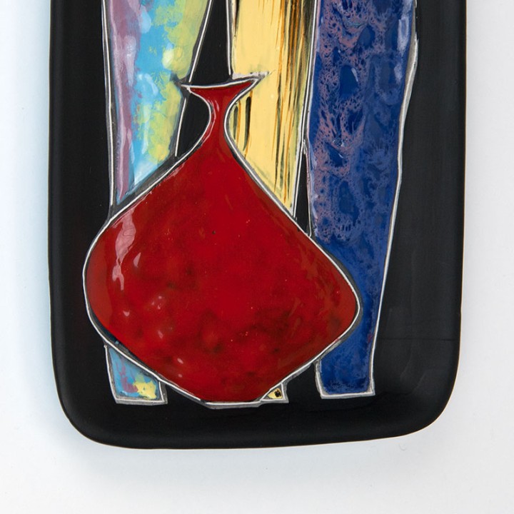 Vintage ceramic wall plate in the style of Marcello Fantoni