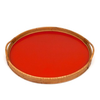 Mid-Century bamboo tray with red interior