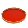 Mid-Century bamboo tray with red interior