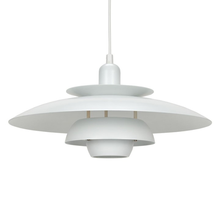 Danish white metal vintage disc pendant lamp
