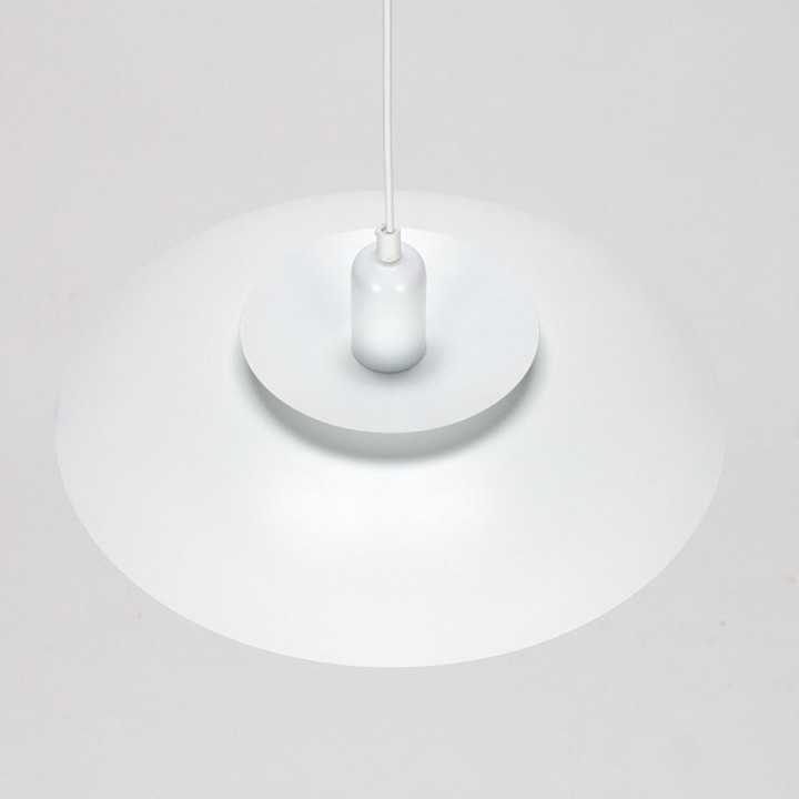 Danish white metal vintage disc pendant lamp