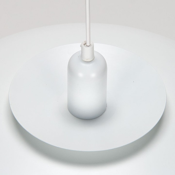 Danish white metal vintage disc pendant lamp