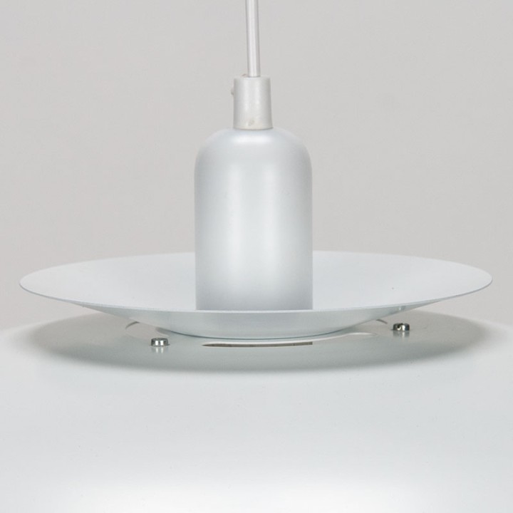 Danish white metal vintage disc pendant lamp
