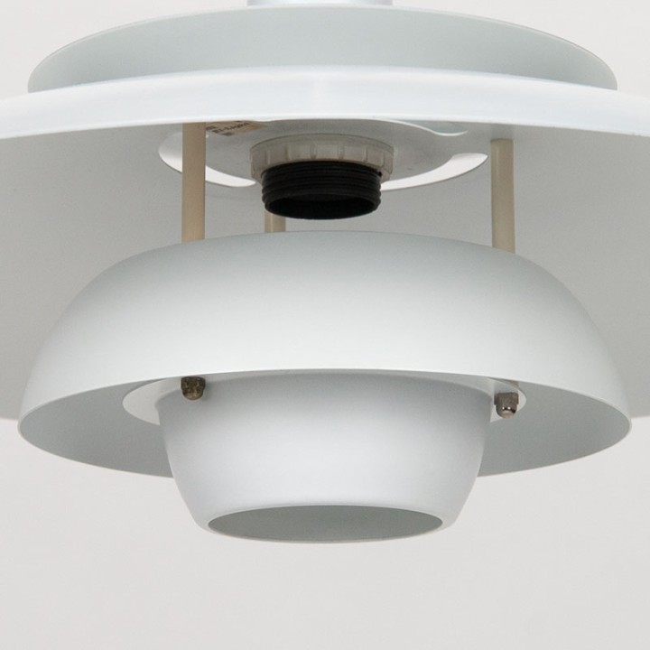 Danish white metal vintage disc pendant lamp