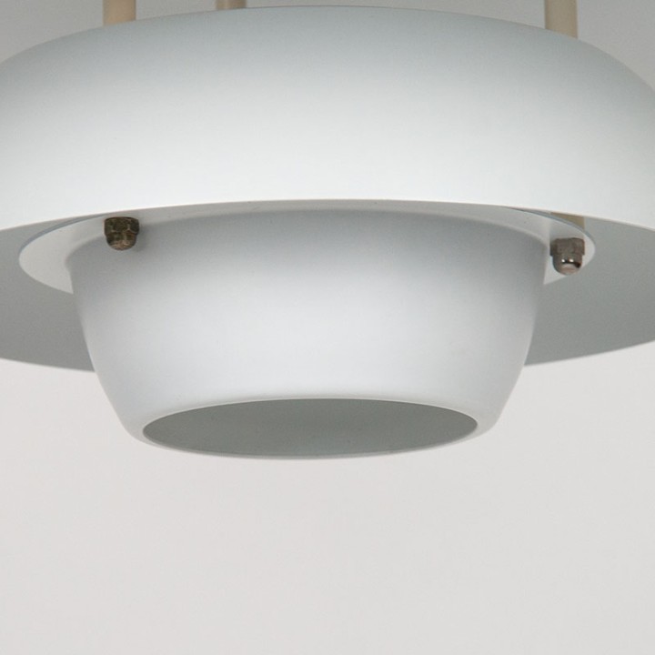 Danish white metal vintage disc pendant lamp