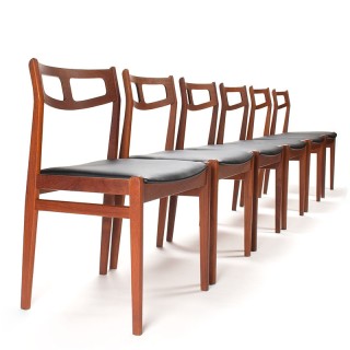 Mid-Century Danish set of 6 vintage teak dining chairs