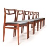 Mid-Century Deense set van 6 vintage eettafel stoelen in teak