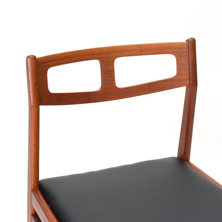 Mid-Century Deense set van 6 vintage eettafel stoelen in teak