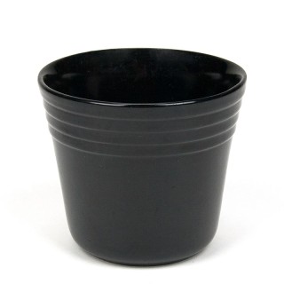 1950s small black ceramic flowerpot