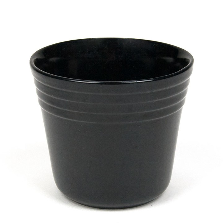 1950s small black ceramic flowerpot