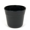 1950s small black ceramic flowerpot