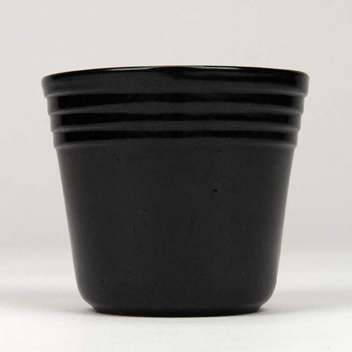 1950s small black ceramic flowerpot