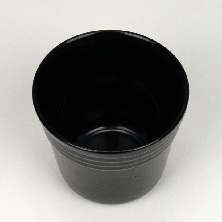 1950s small black ceramic flowerpot