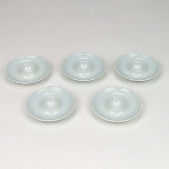 Set van 5 Fris Edam aardewerk vintage eierdopjes