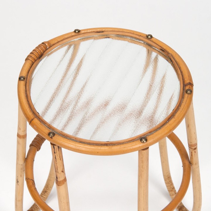 Mid-Century vintage rattan plant table