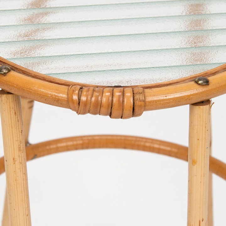 Mid-Century vintage plantentafeltje van rotan