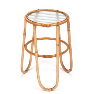 Mid-Century vintage rattan plant table