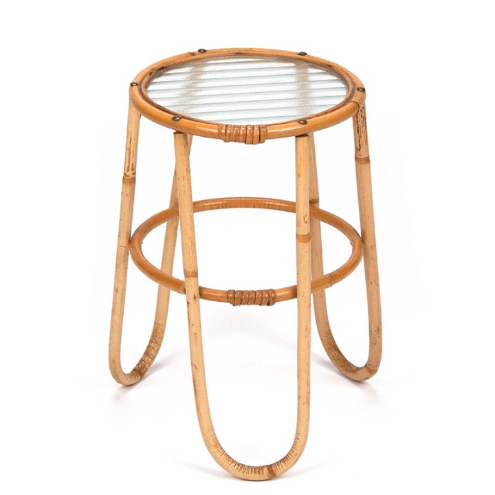 Mid-Century vintage rattan plant table