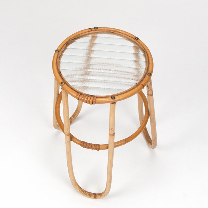 Mid-Century vintage plantentafeltje van rotan