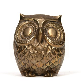 Decorative Mid-Century vintage little owl in brass