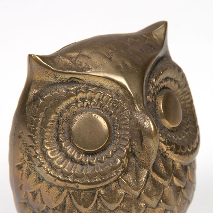 Decorative Mid-Century vintage little owl in brass