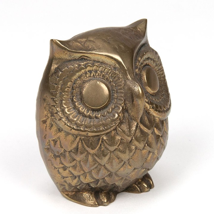 Decorative Mid-Century vintage little owl in brass