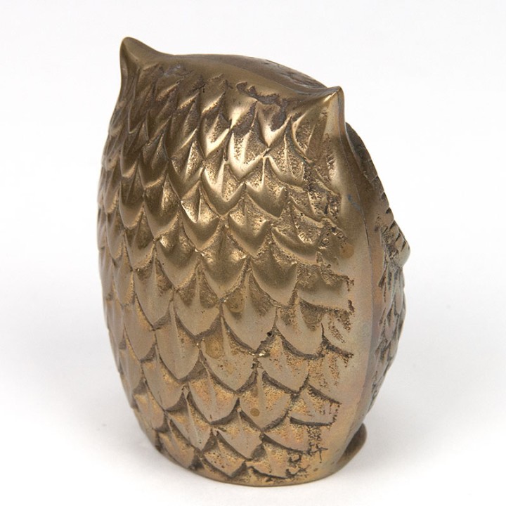 Decorative Mid-Century vintage little owl in brass