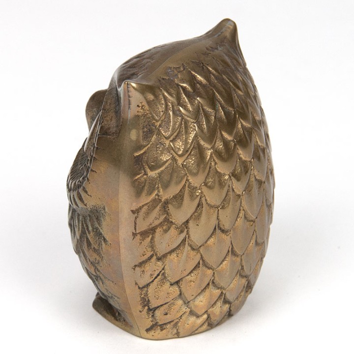 Decorative Mid-Century vintage little owl in brass