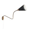 Deense Mid-Century wandlamp messing en zwart metaal