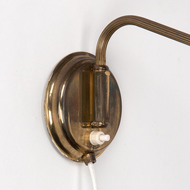 Danish Mid-Century wall lamp brass and black metal