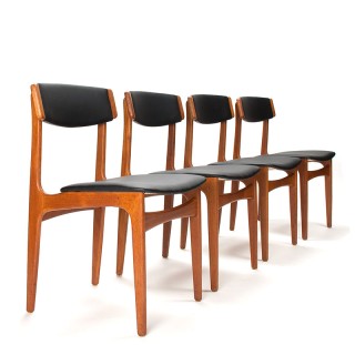 Mid-Century set van 4 Deense vintage eettafel stoelen