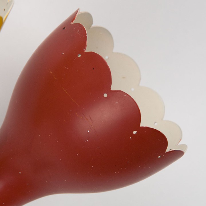 Mid-Century vintage wandlamp 3 gekleurde kapjes