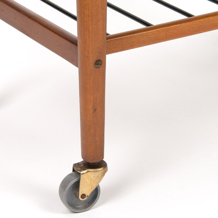 Danish Mid-Century vintage side table on wheels