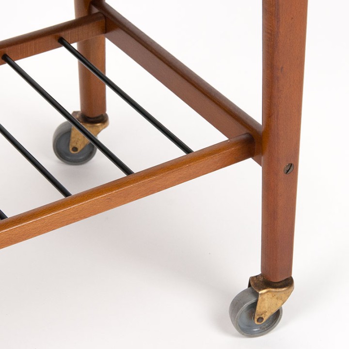 Danish Mid-Century vintage side table on wheels