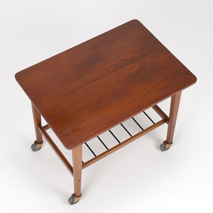 Danish Mid-Century vintage side table on wheels