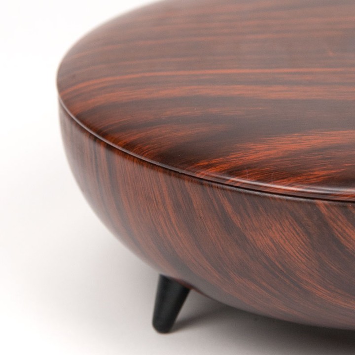 Vintage koektrommel van metaal met palissander look